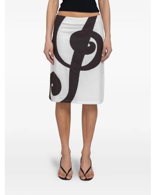 GIMAGUAS White Sol Graphic-Print Midi Skirt