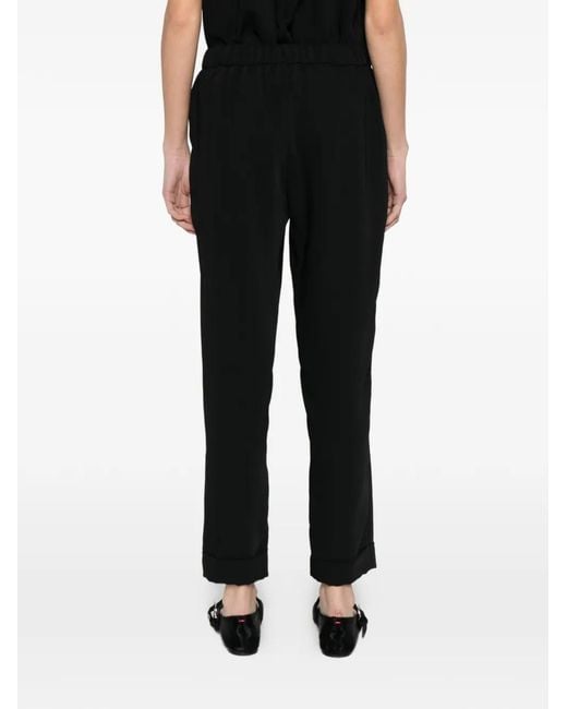 P.A.R.O.S.H. Black Cuffed-Hem Trousers