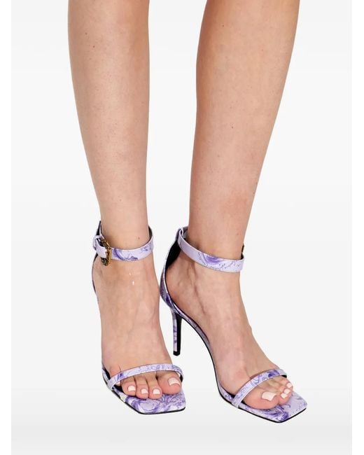 Versace Jeans Couture White Barocco-Print Sandals
