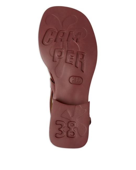 Camper Brown Dana Leather Strap Sandals