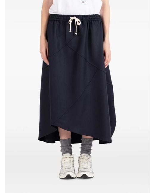 Societe Anonyme Blue Bunka Asymmetric Panelled Midi Skirt
