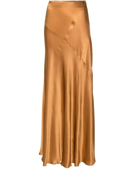 Alberta Ferretti Orange Long Satin Skirt
