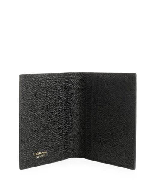 Ferragamo Black Gancini-Plaque Leather Card Holder for men
