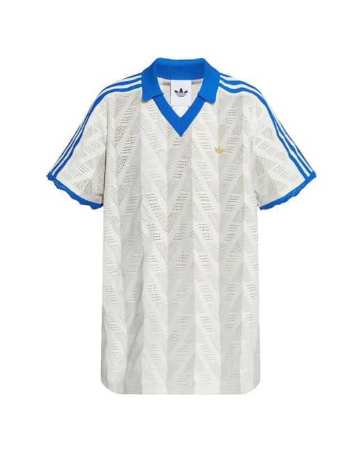 Adidas Blue Pierced T-Shirt Mit V-Ausschnitt