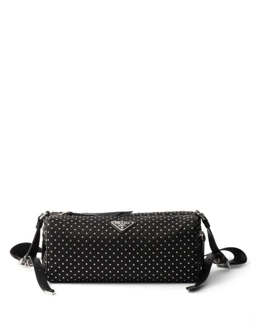 Bolso de hombro Re-Nylon con apliques Prada de color Black