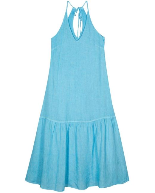 120% Lino Blue Sleeveless Linen Dress