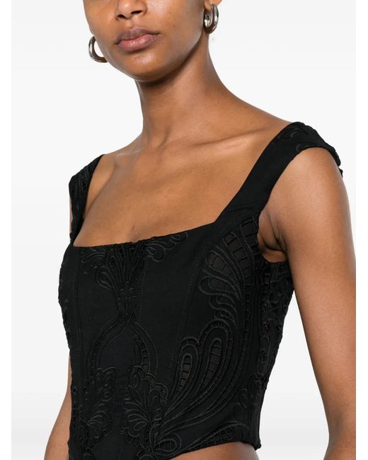 GIUSEPPE DI MORABITO Black Embroidered Corset Top