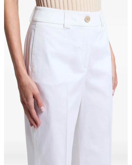 Peserico White Pressed-Crease Turn-Up Trousers