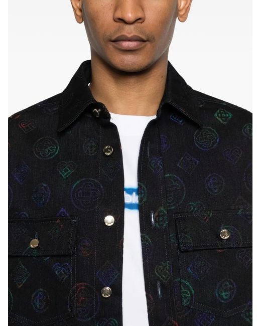 Casablanca Black Logo-Pattern Denim Shirt for men