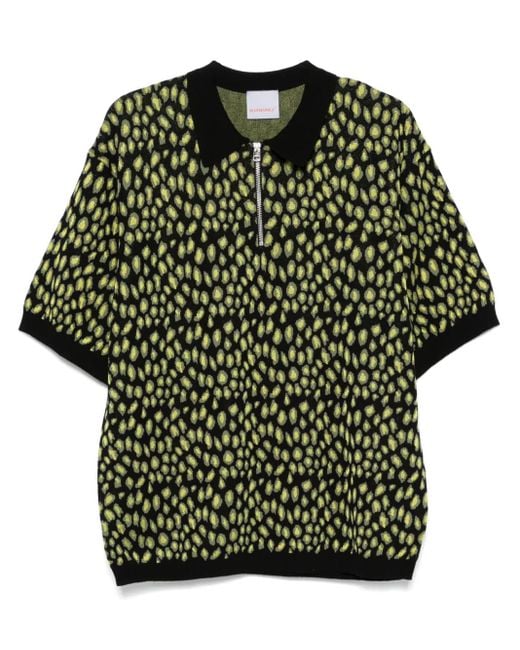 メンズ Bluemarble レオパードジャカード ポロシャツ Green