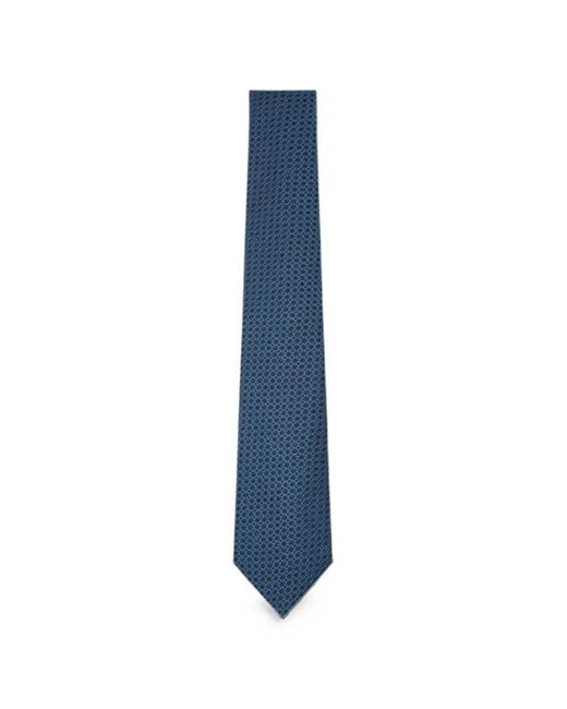 Canali Blue Geometric-Pattern Silk-Blend Tie for men
