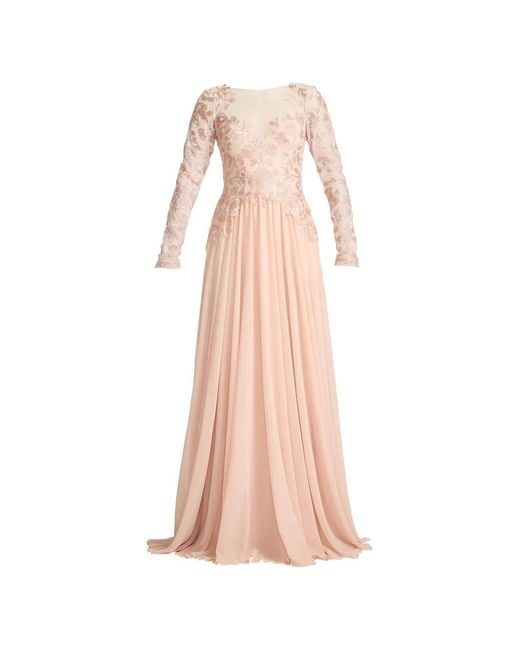 Tadashi Shoji Pink Floral Long-Sleeved Dress