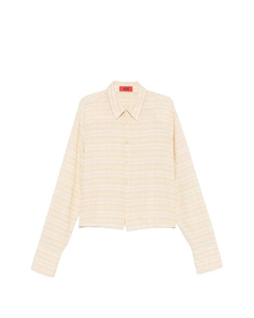 424 Natural Horizontal-Stripe Button-Up Shirt for men