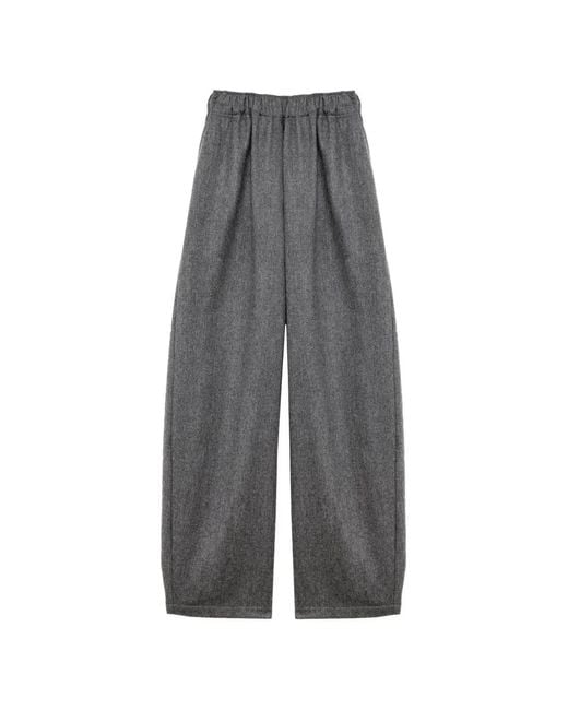 Thelatest Gray Dora Drawstring Elasticated-Waist Trousers