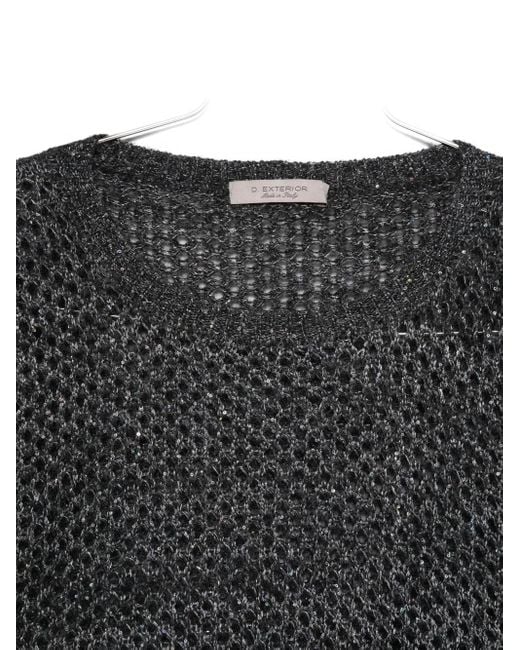 D.exterior Gray Open-Knit Sweater