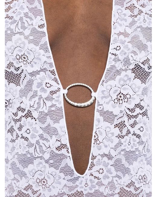 Oseree White Lace Beach Dress