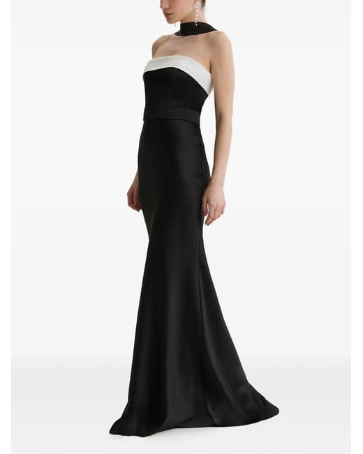 Framboise Black Hilary Strapless Colour-Block Maxi Dress