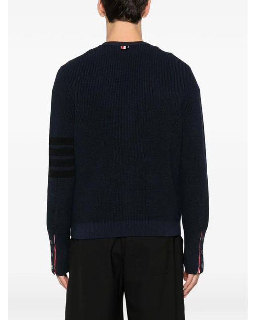 Thom Browne Blue 4-Bar Stripe Cardigan for men
