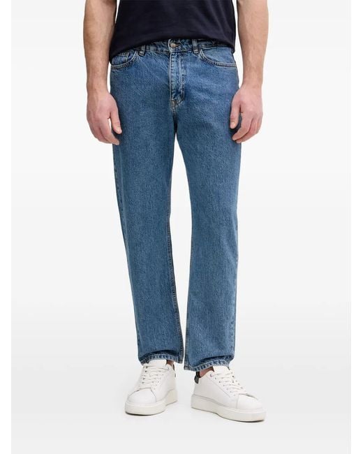 Benetton Blue Logo-Patch Straight-Leg Jeans for men