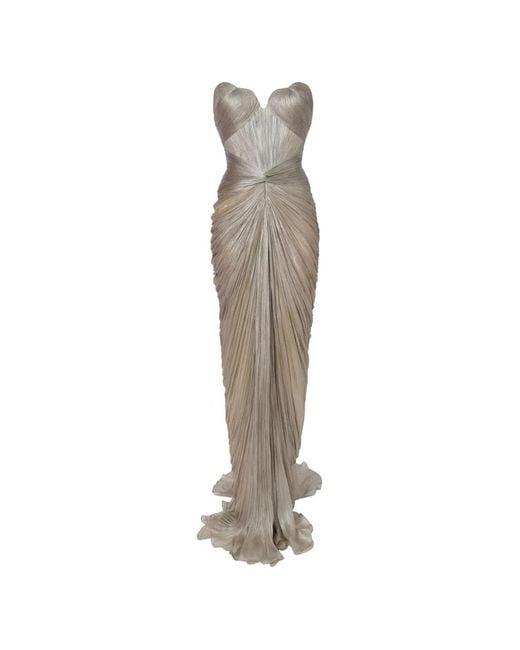IRIS SERBAN Natural Adelaine Strapless Split Maxi Dress