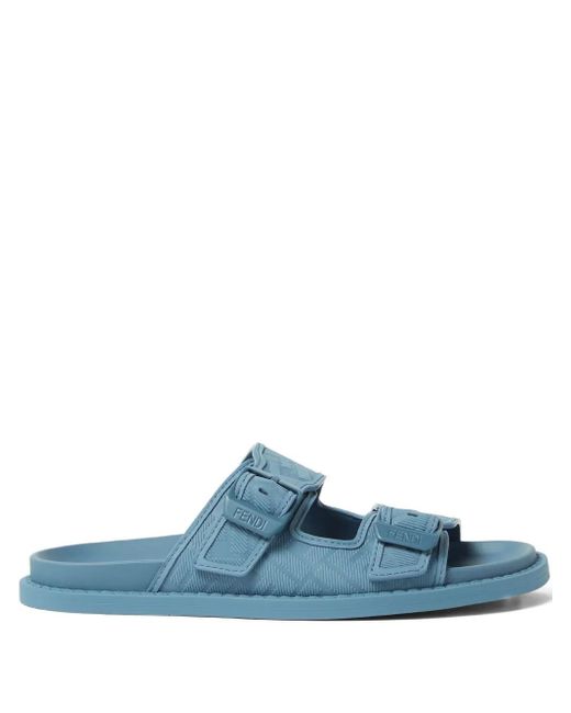 Sandali Con Fibbia Ff di Fendi in Blue da Uomo