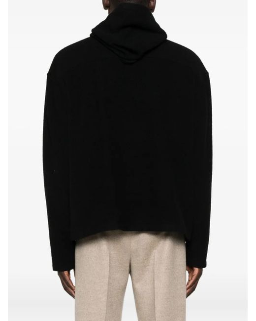 Rier Black Wool Hoodie for men
