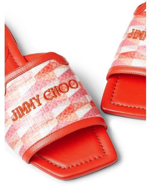 Jimmy Choo Red Nako Flat Sandals