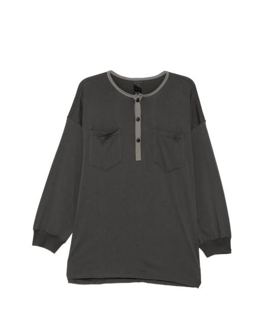 The Viridi-anne Gray Henley-Neck T-Shirt for men