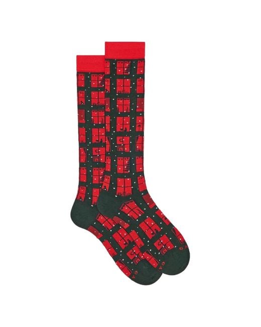 Gallo Red Christmas-Patterned Socks for men