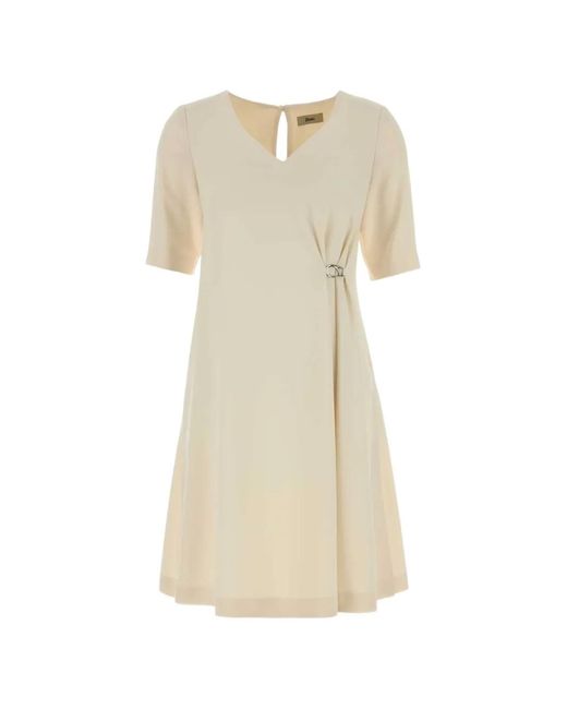 Herno Natural V-Neck Midi Dress
