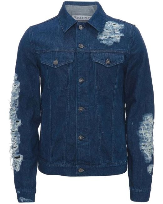J.W. Anderson Blue Distressed -Effect Denim Jacket for men