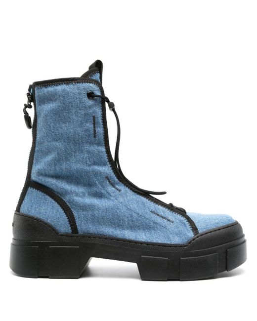 Vic Matié Blue toggle-fastening Denim Ankle Boots