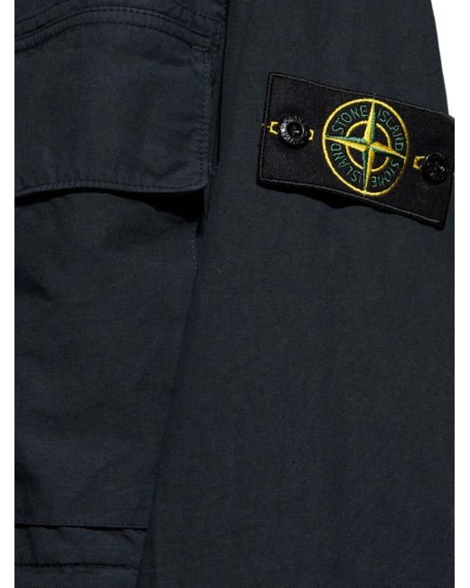 Stone Island Blue Hooded Patch-Pocket Jacket for men