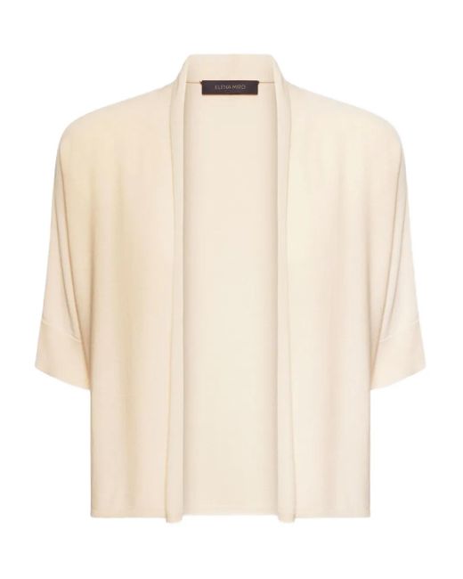 Elena Miro White Short-Sleeve Open-Front Cardigan