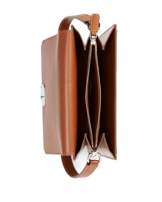 Ralph Lauren Brown Logo-Plaque Leather Crossbody Bag