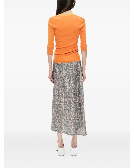 6397 Gray Printed Midi Skirt