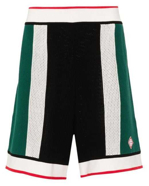 Casablancabrand Black Logo-appliqué Open-knit Shorts for men