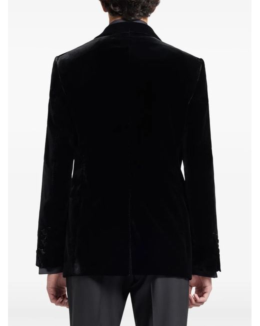 Tom Ford Black Single-Breasted Velvet Blazer for men