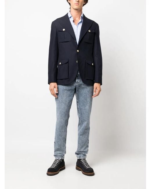 Brunello Cucinelli Blue Deconstructed Jacket for men