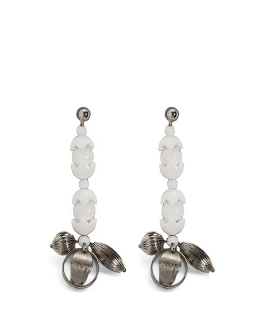 Marni White Beaded Drop Earrings