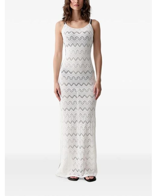 Vilebrequin White Lisanna Chevron-Knit Side-Slit Maxi Dress
