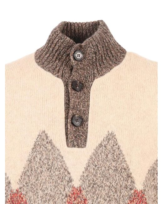 Ballantyne Pink High-Neck Diamond-Pattern Wool Sweater for men