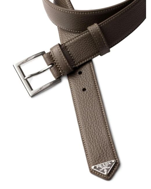 Prada Brown Grained-Leather Belt for men
