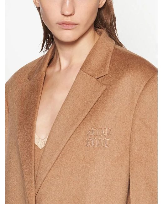 Blazer Frangé À Simple Boutonnage Miu Miu en coloris Natural