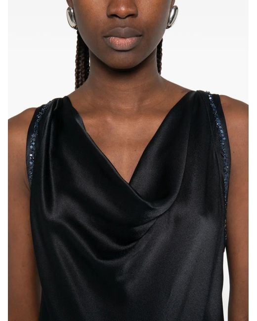 Antonelli Black Marcus Embellished Cowl-Neck Maxi Dress