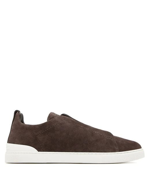 Zegna Brown Suede Sneakers for men