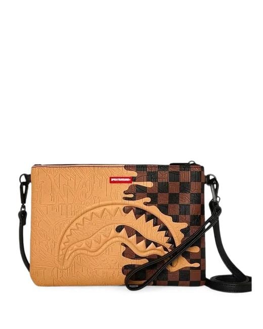 Sprayground Brown Henny Melt Shark-Motif Clutch Bag