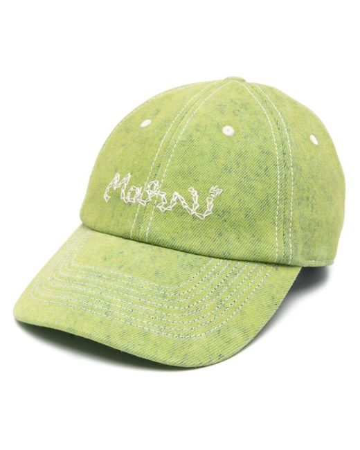 Cappello denim con ricamo di Marni in Green