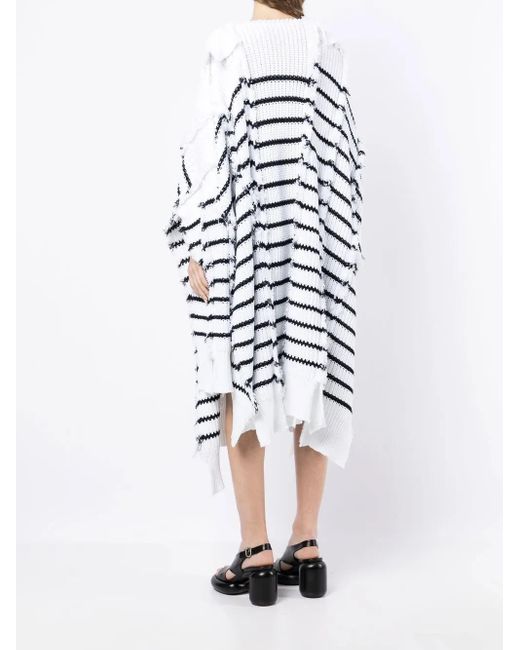 Marni White Striped Knitted Cape