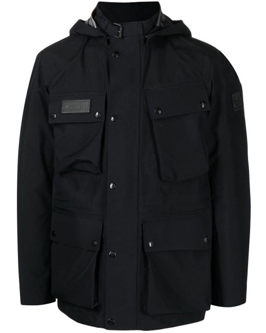 Belstaff Techmaster Hooded Jacket in Black for Men | Lyst